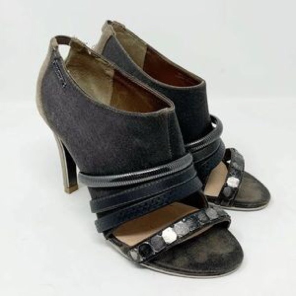 Diesel Open Toe Satin & Suede Bootie Heels 38 (8)